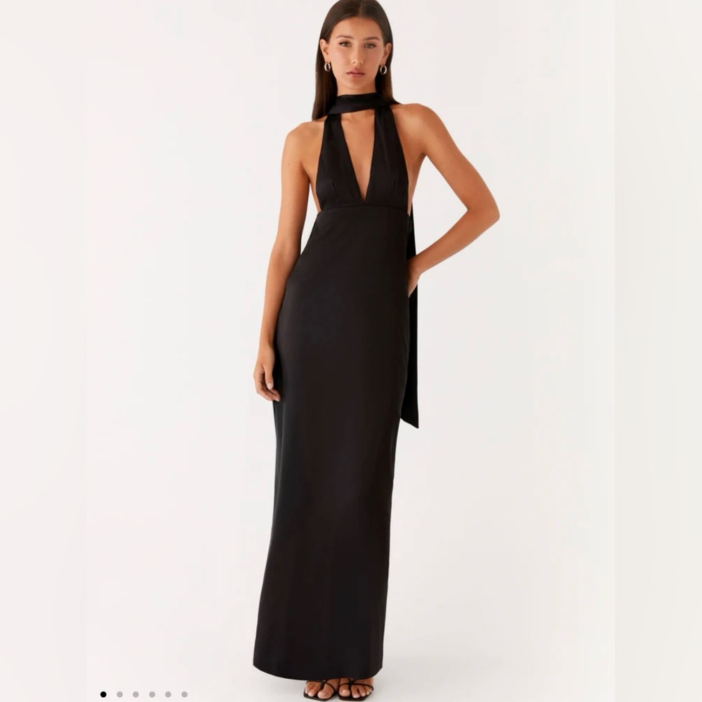 Peppermayo Alicia Satin Halter Maxi Dress